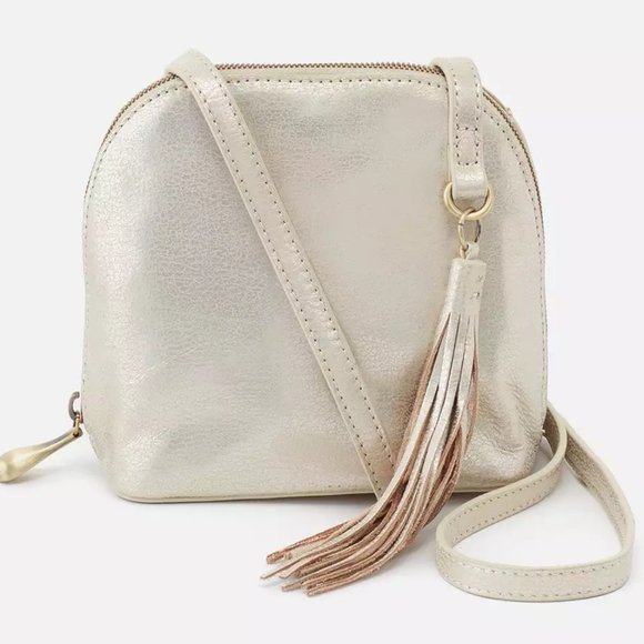 NWT New Hobo Nash Crossbody Pearled Silver Leather Retired Rare